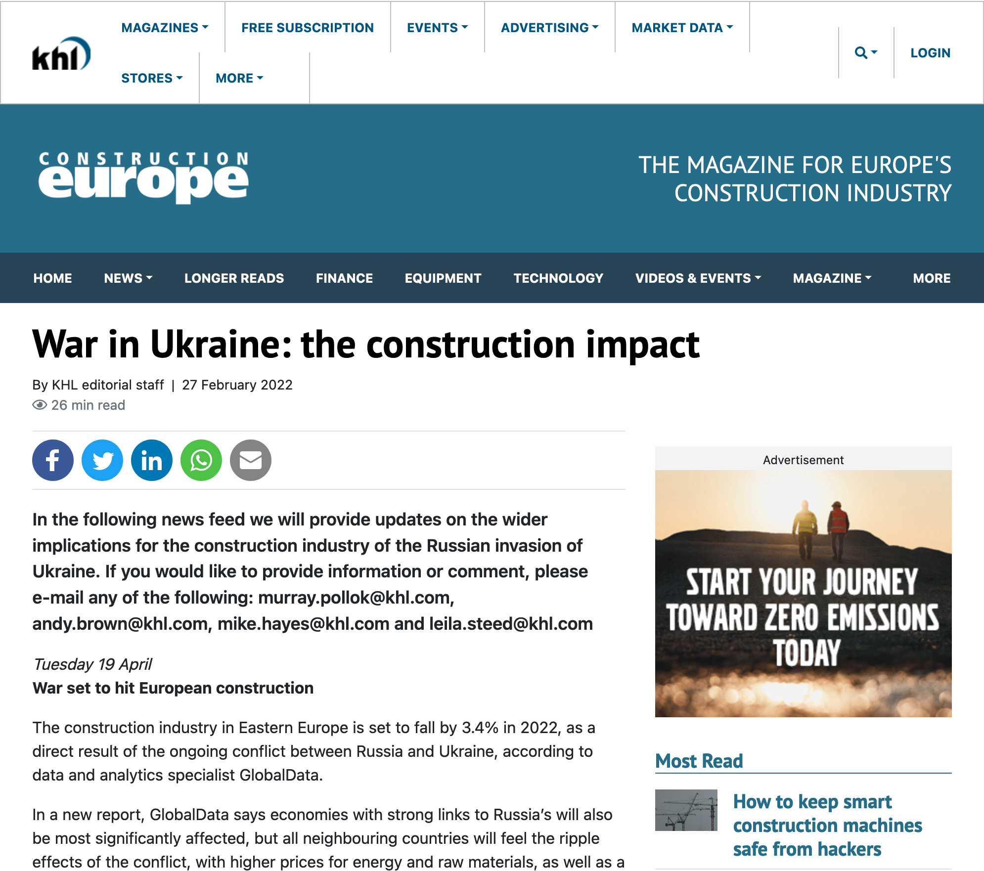 Construction Europe article